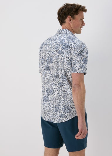 White Floral Vine Print Shirt