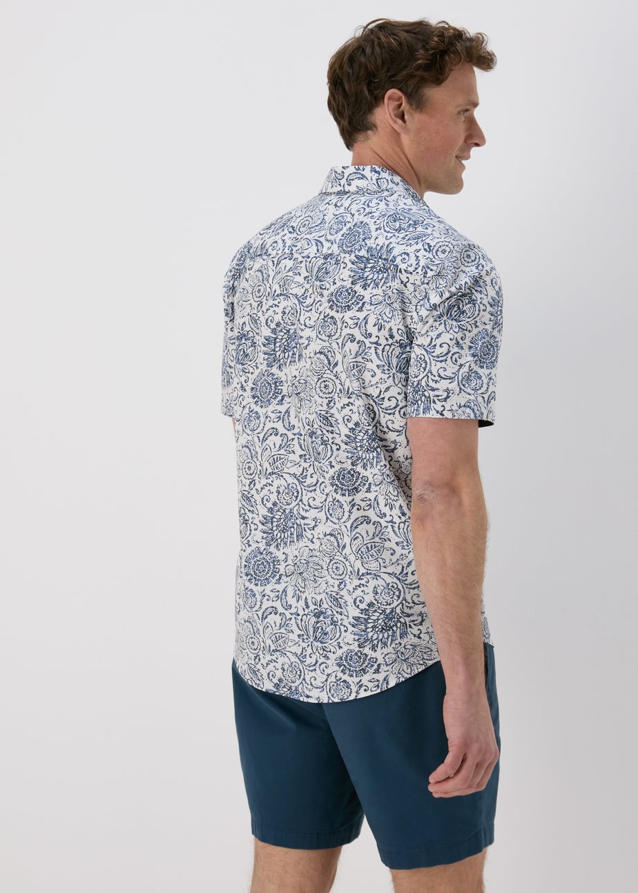 White Floral Vine Print Shirt