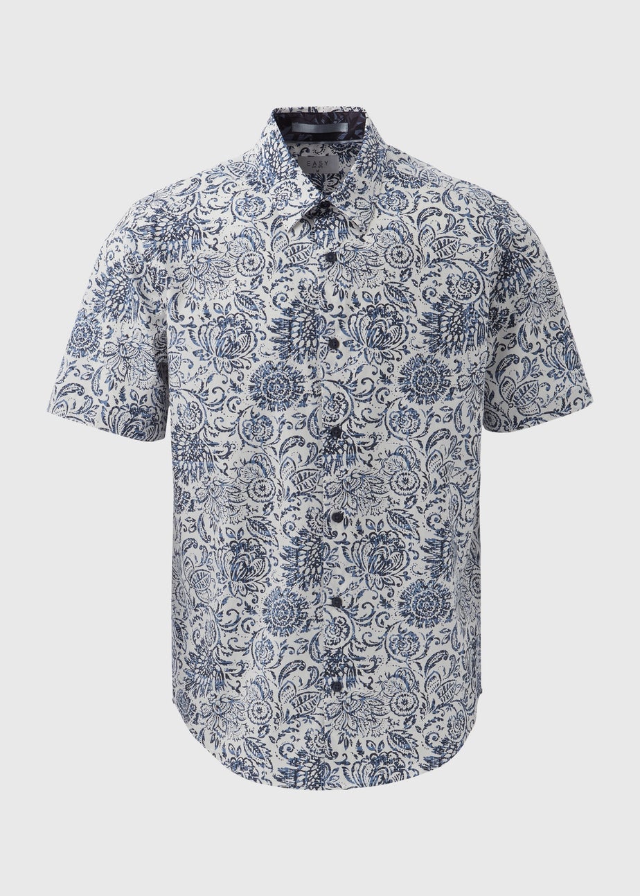 White Floral Vine Print Shirt