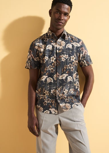 Teal Floral Smart Shirt