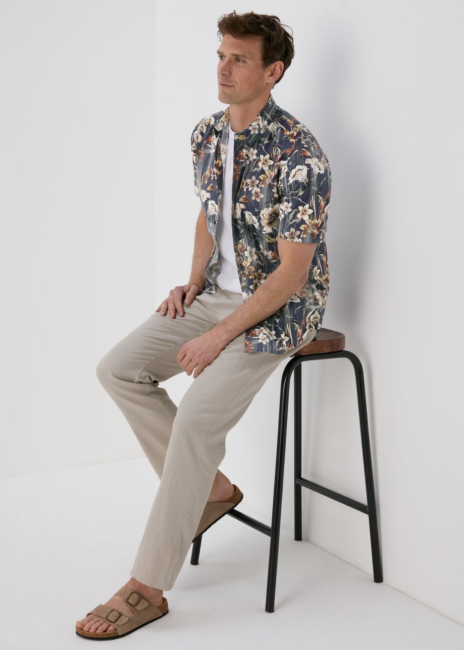 Teal Floral Smart Shirt