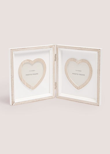 Cream Cottage Heart Double Window Photo Frame (25cm x 20cm x 2cm)