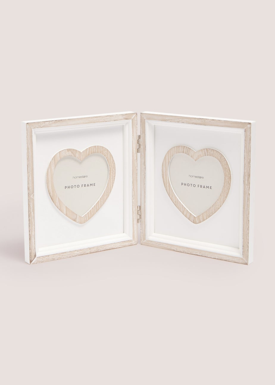 Cream Cottage Heart Double Window Photo Frame (25cm x 20cm x 2cm)