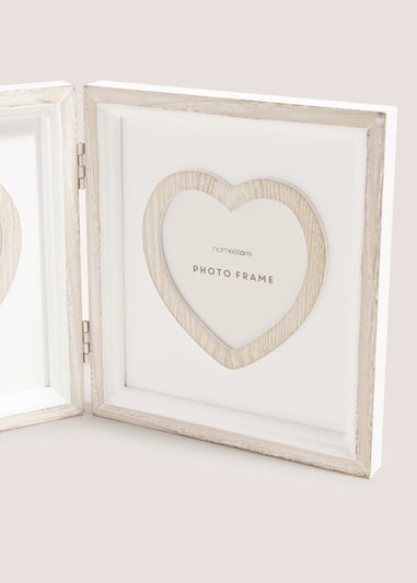 Cream Cottage Heart Double Window Photo Frame (25cm x 20cm x 2cm)