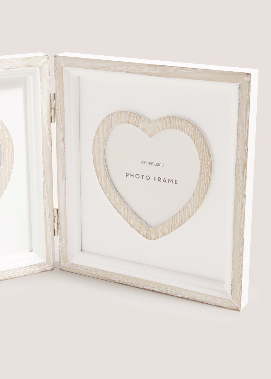 Cream Cottage Heart Double Window Photo Frame (25cm x 20cm x 2cm)