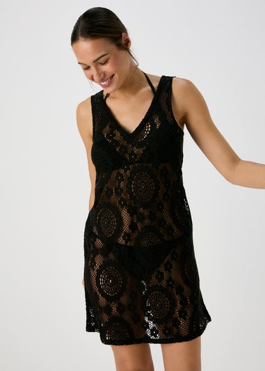 Black Short Crochet Dress