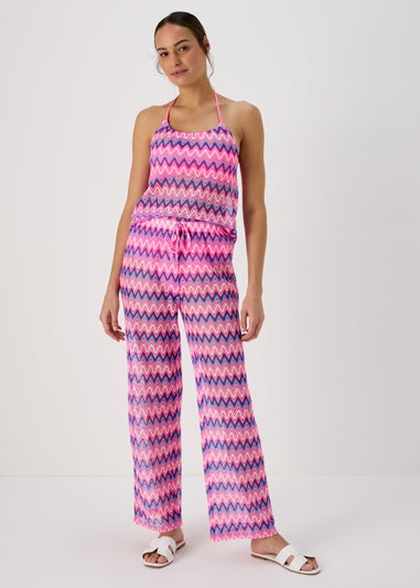 Pink Wide Leg Beach Trousers