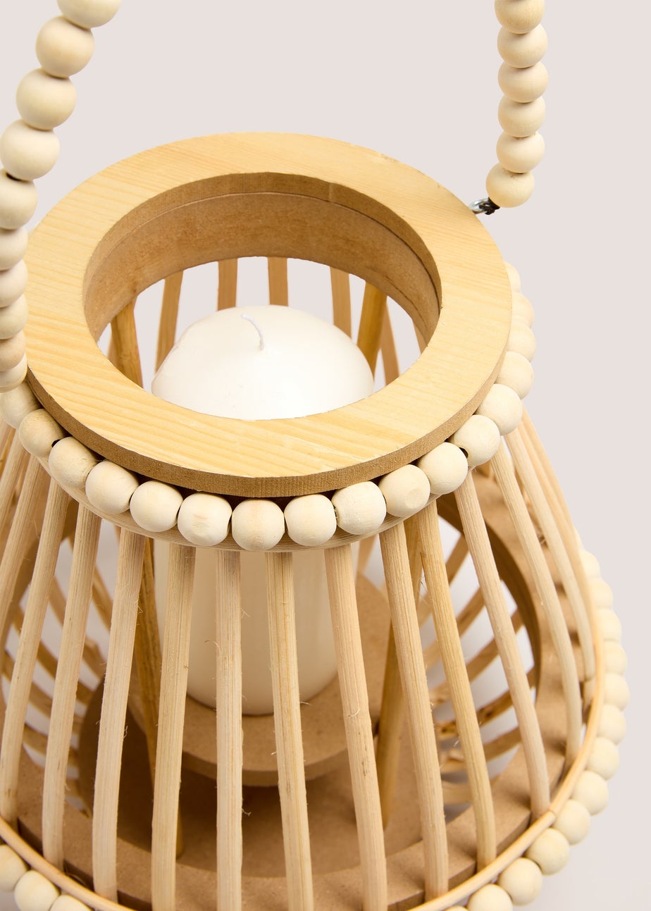 Wood Artisan Beaded Lantern (25.5cm x 25.5cm x 25cm)