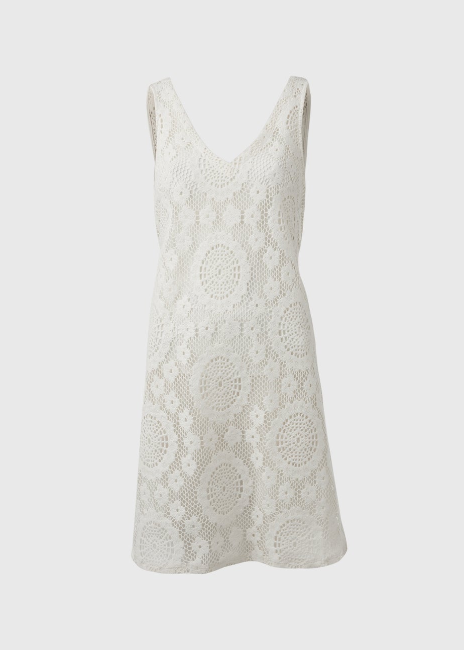 Cream Short Crochet Dress