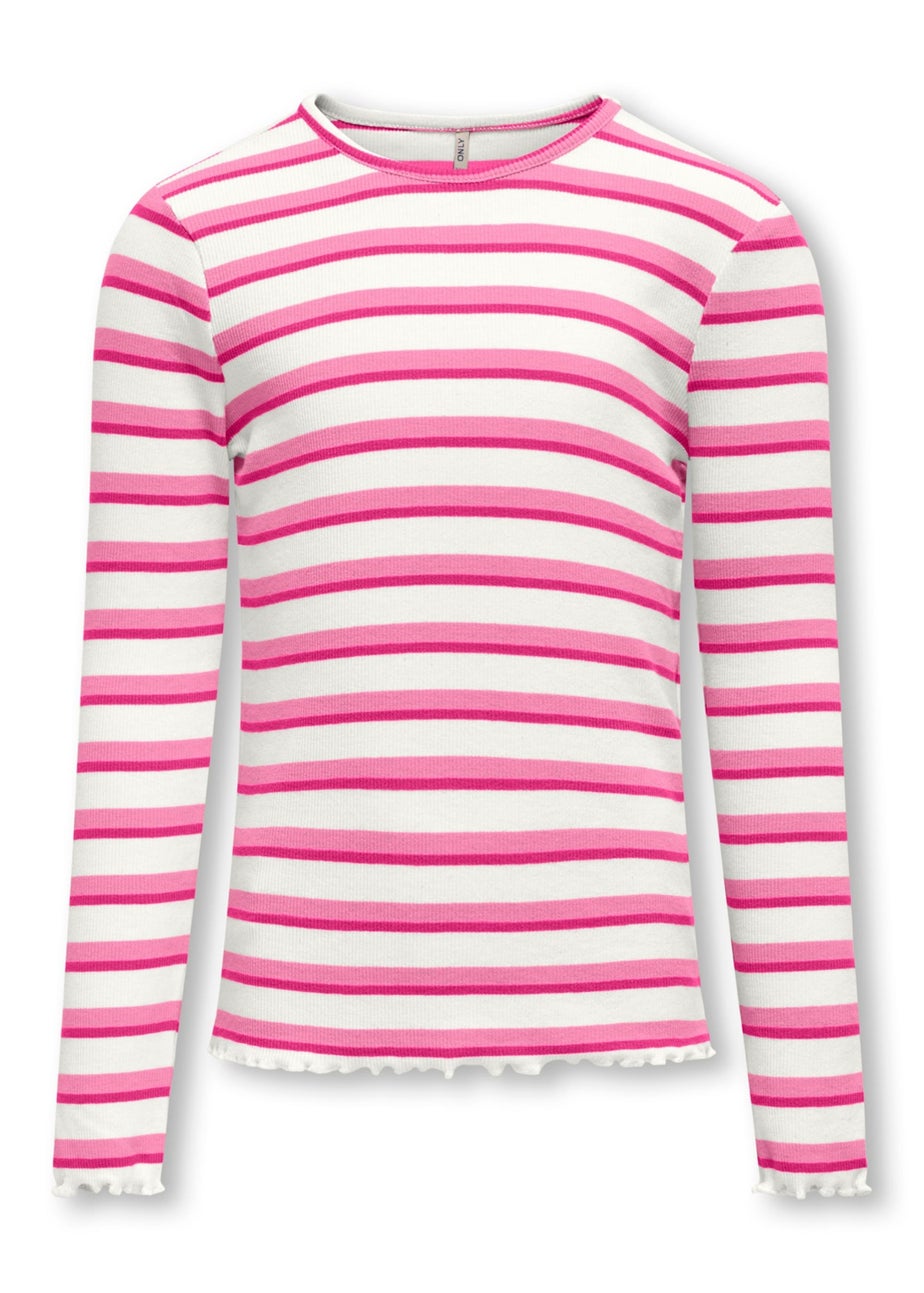 ONLY Girls Pink Stripe Long Sleeve Top (5-14yrs)