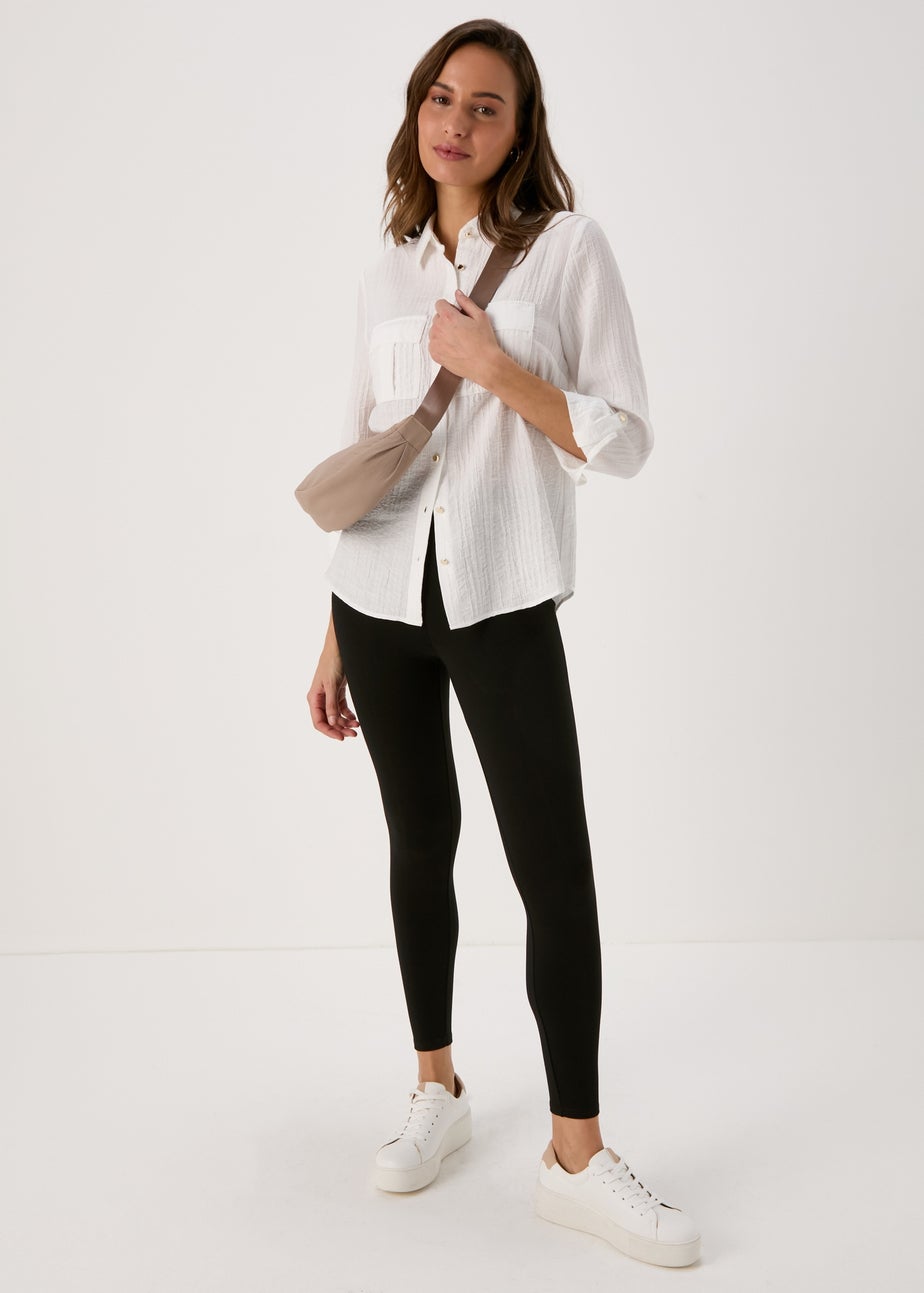 Et Vous White Textured Utility Shirt