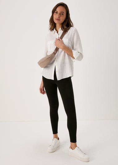 Et Vous White Textured Utility Shirt