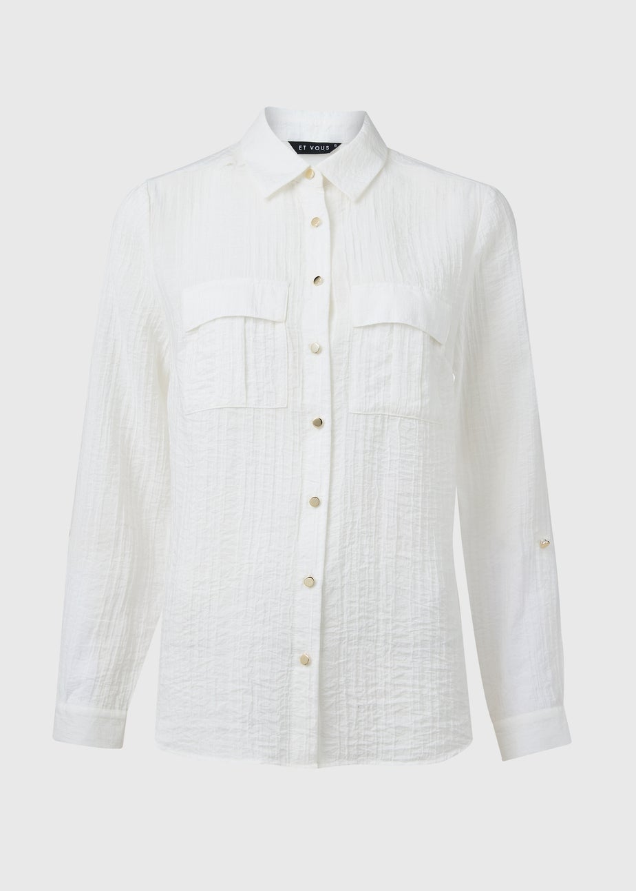 Et Vous White Textured Utility Shirt
