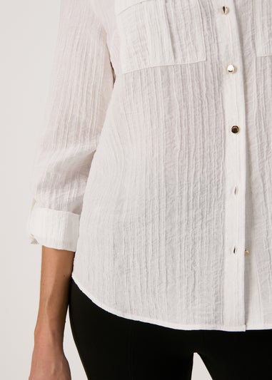 Et Vous White Textured Utility Shirt