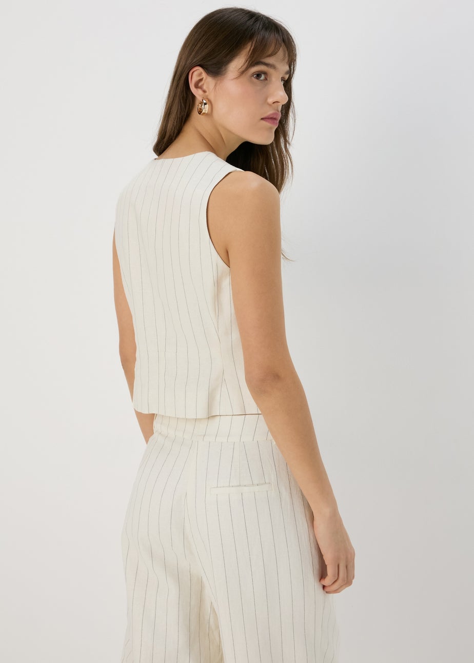 Et Vous Cream Pinstripe Linen Waistcoat