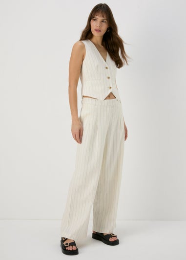 Et Vous Cream Pinstripe Linen Waistcoat