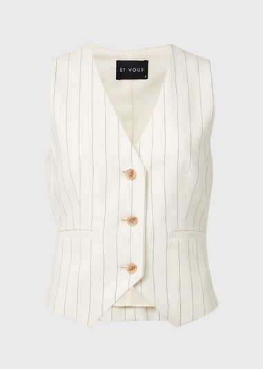 Et Vous Cream Pinstripe Linen Waistcoat