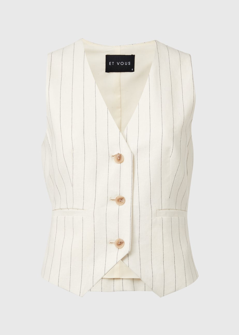 Et Vous Cream Pinstripe Linen Waistcoat