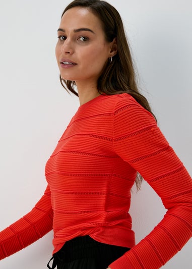 Et Vous Red Pointelle Knit Jumper