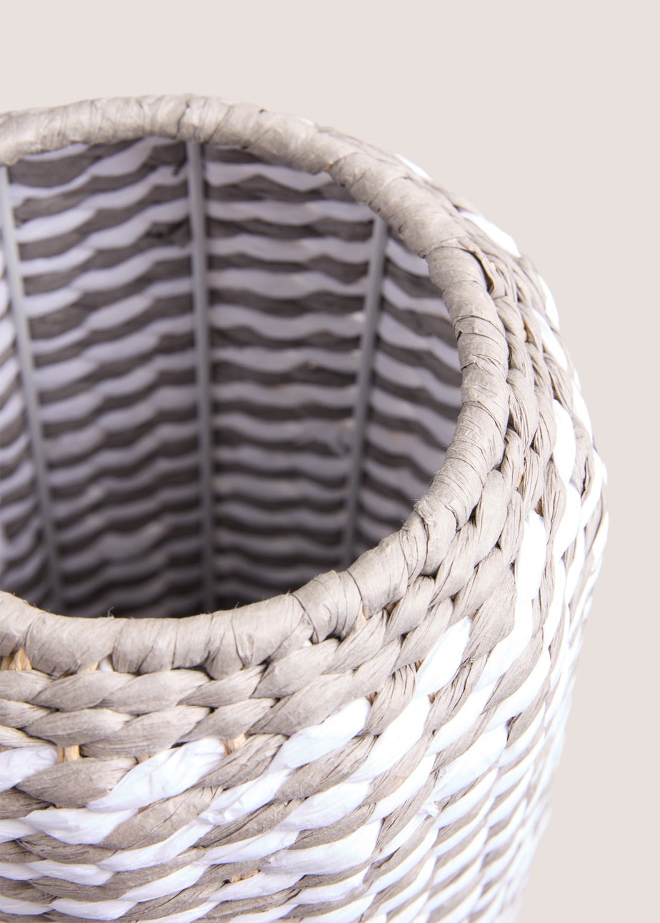 Grey & White Woven Vase (60cm x 13cm x 13cm)