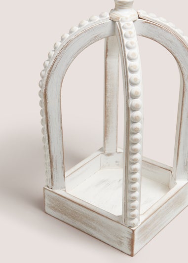White Oriental Wood Lantern (30.5cm x 14cm x 14cm)