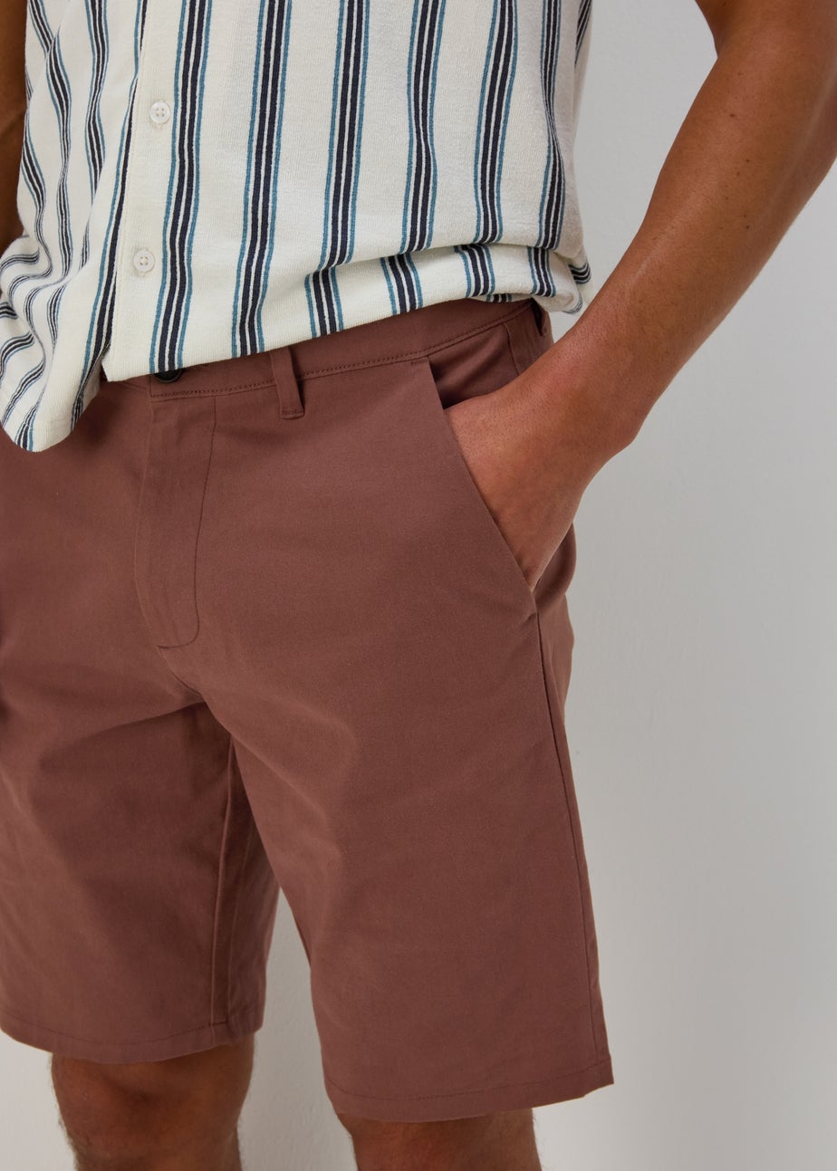Rust Straight Fit Chino Shorts