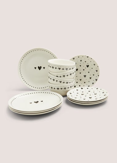 12 Piece Heart Dinner Set
