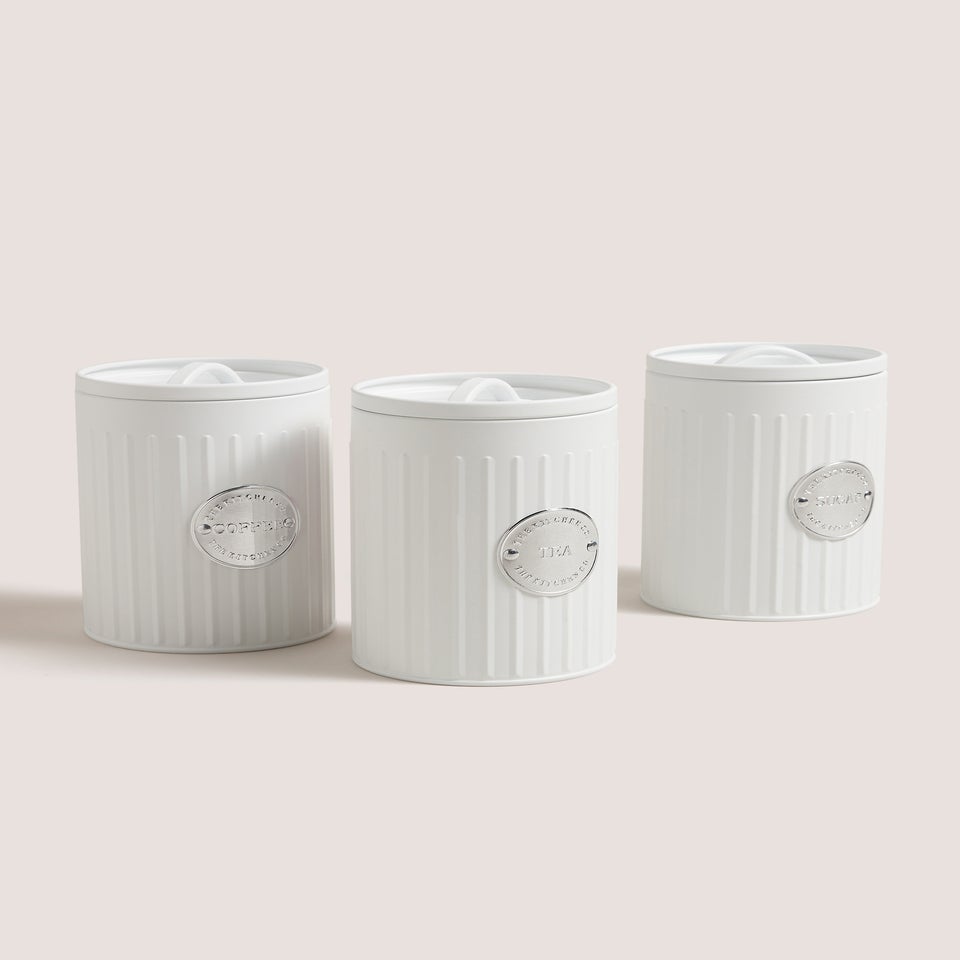 White Tea/Coffee/Sugar Canisters (16cm x 11cm)