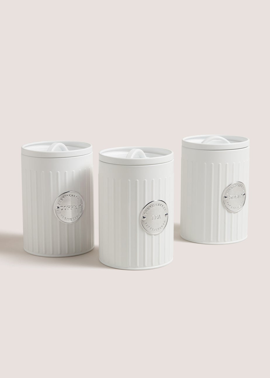 White Tea/Coffee/Sugar Canisters (16cm x 11cm)