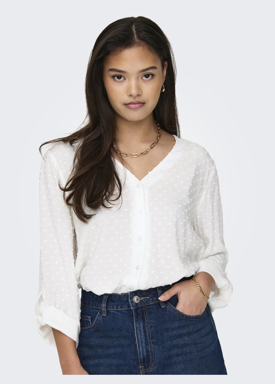 JDY White Diana Dobby Shirt