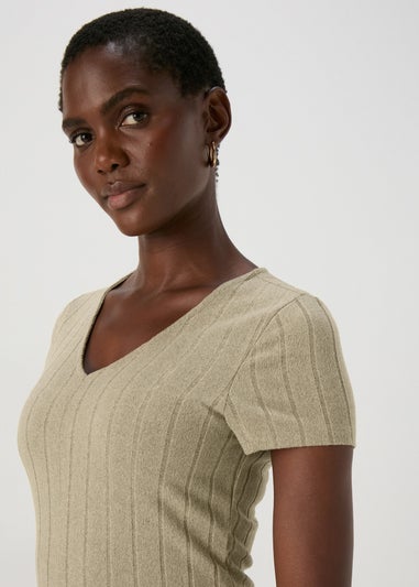 JDY Brown V Neck Lina Dress