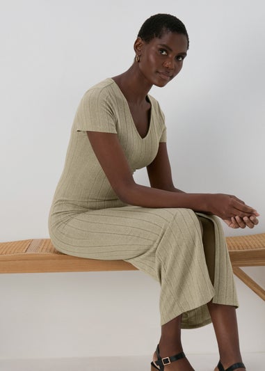 JDY Brown V Neck Lina Dress