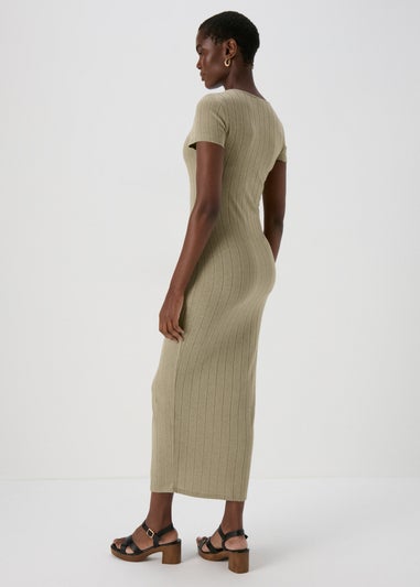 JDY Brown V Neck Lina Dress