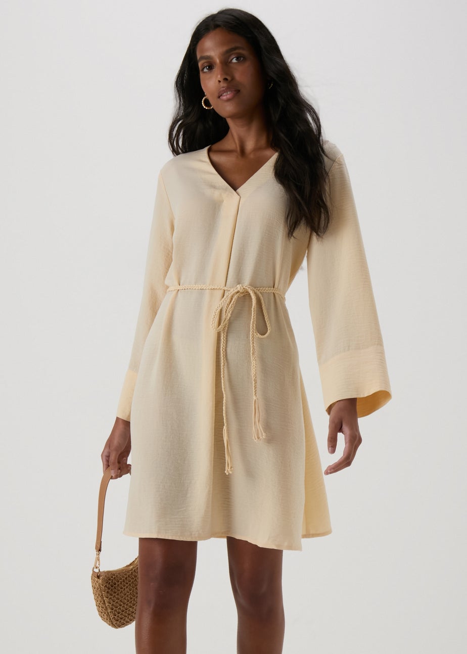 JDY Cream V Neck Belt Dress