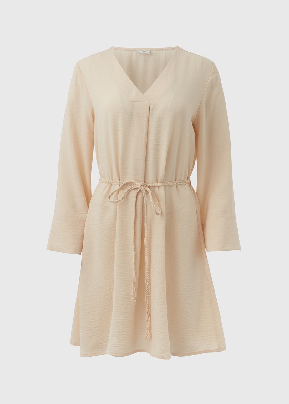 JDY Cream V Neck Belt Dress