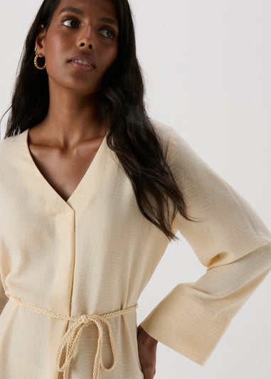 JDY Cream V Neck Belt Dress