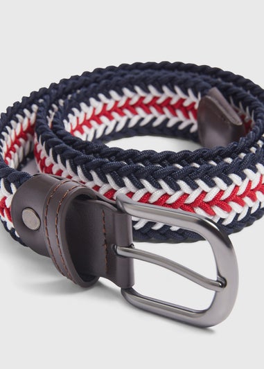 Red Tricolour Woven Stretch Belt