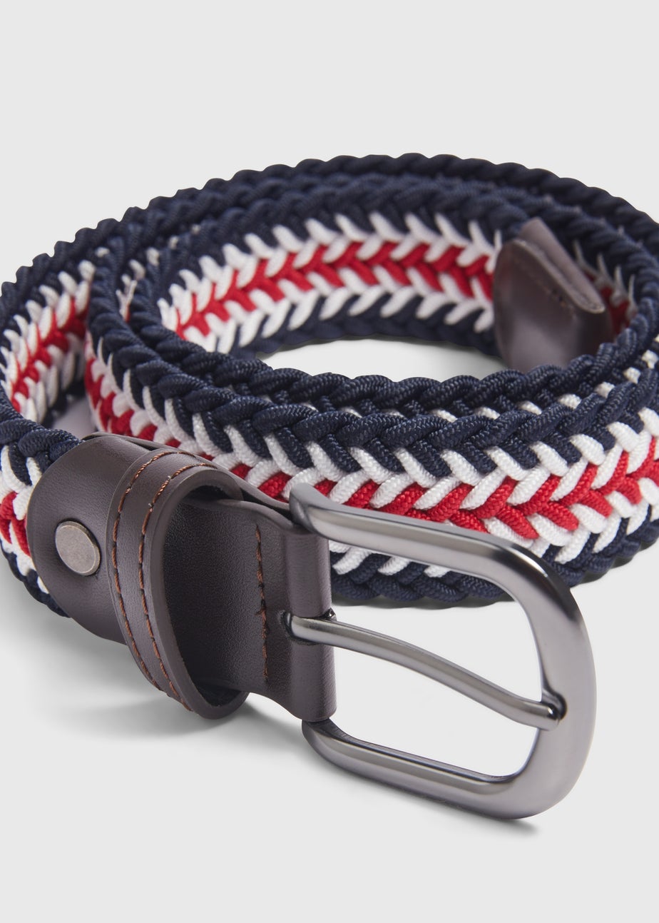 Red Tricolour Woven Stretch Belt