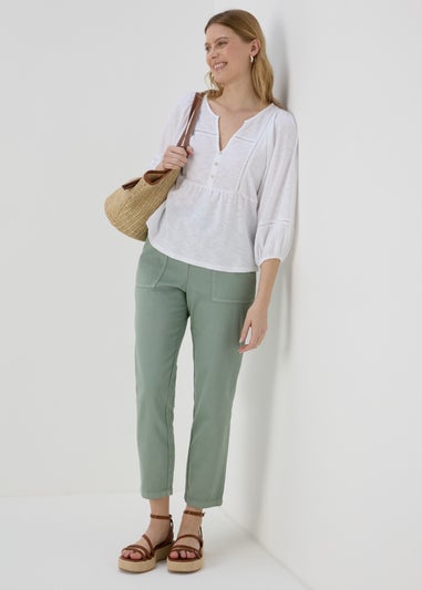 Papaya White Ladder Detail 3/4 Sleeve Top