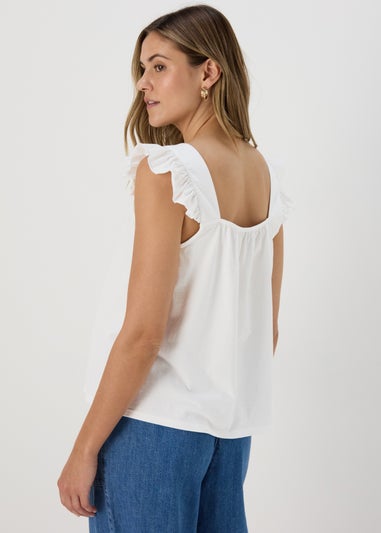 White Embroidered Strap Vest