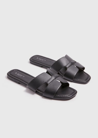Black Wide Fit Mule Sandal