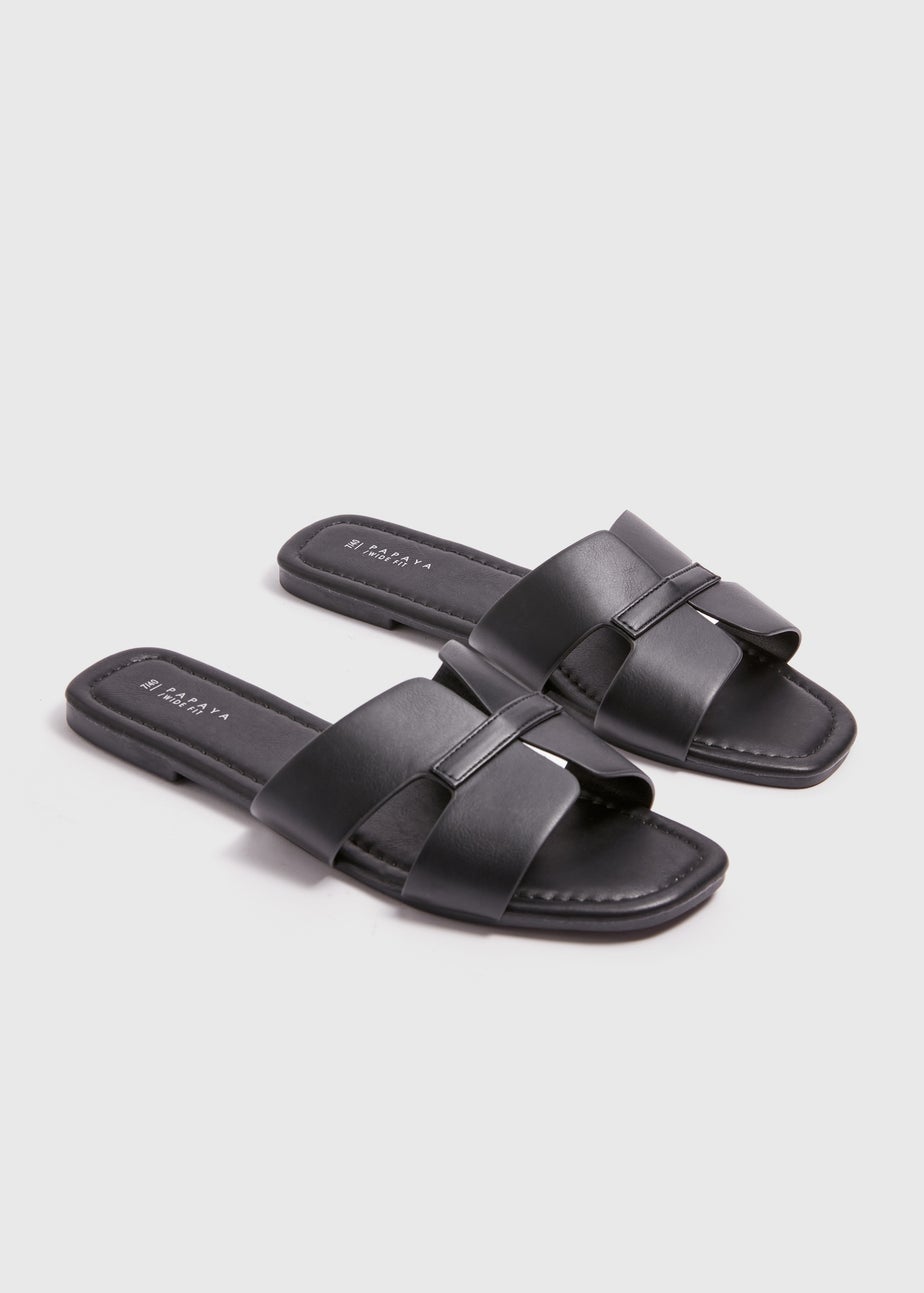 Black Wide Fit Mule Sandal
