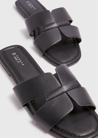 Black Wide Fit Mule Sandal