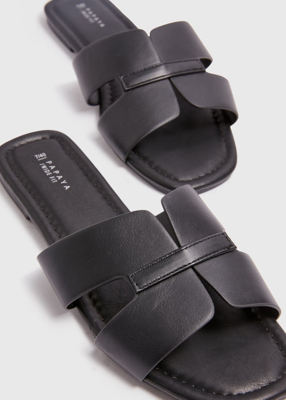Black Wide Fit Mule Sandal