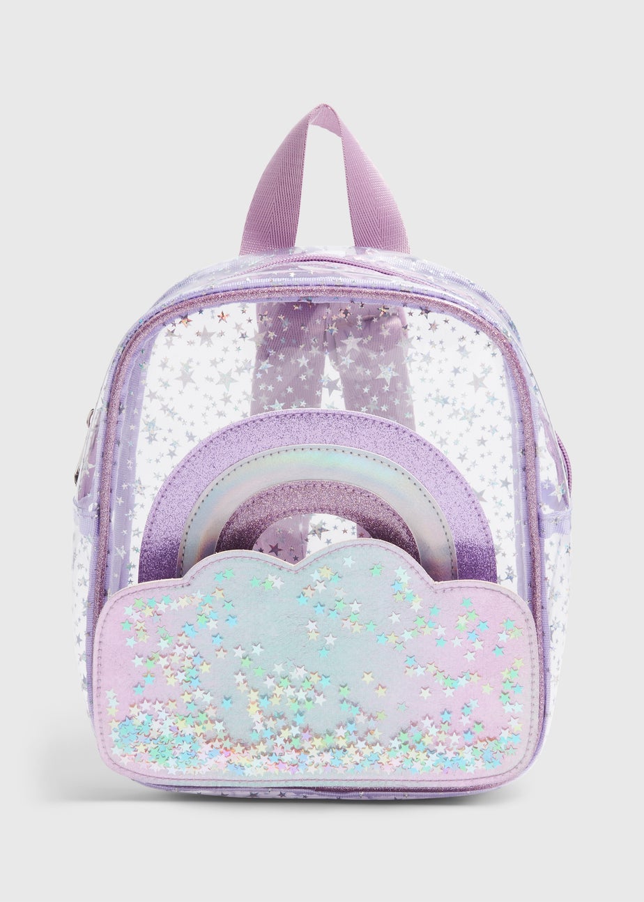 Girls Purple Sequin Rainbow Backpack (23x20x8cm)