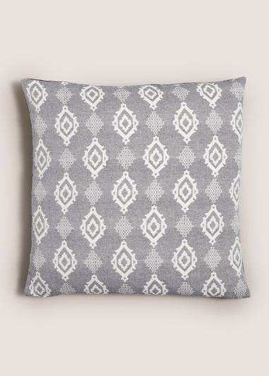 Indigo Jacquard Tile Design Cushion (43cm x 43cm)