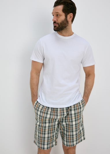 Green Woven Check Pyjama Shorts