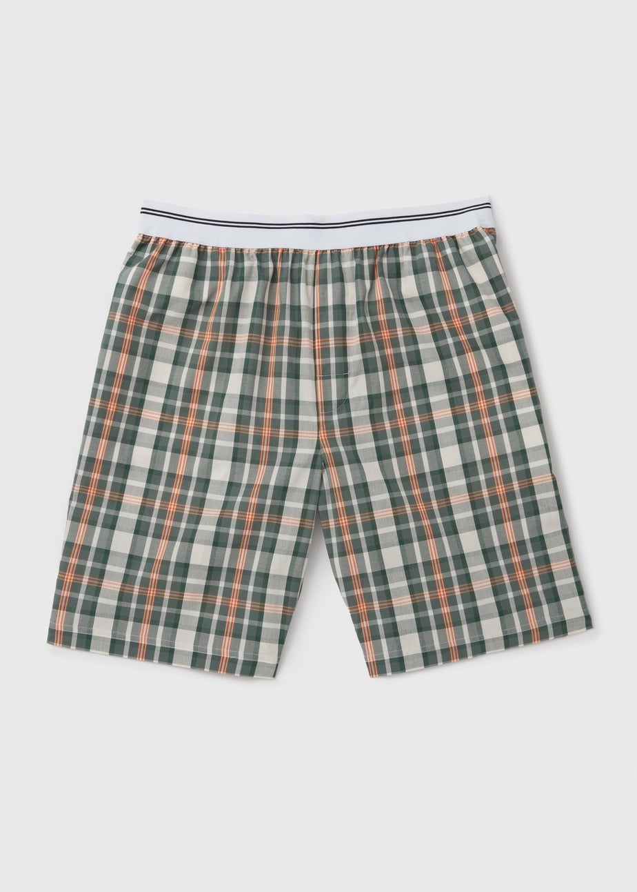 Green Woven Check Pyjama Shorts