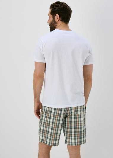 Green Woven Check Pyjama Shorts