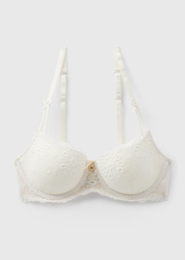 Cream Embroidered Bra